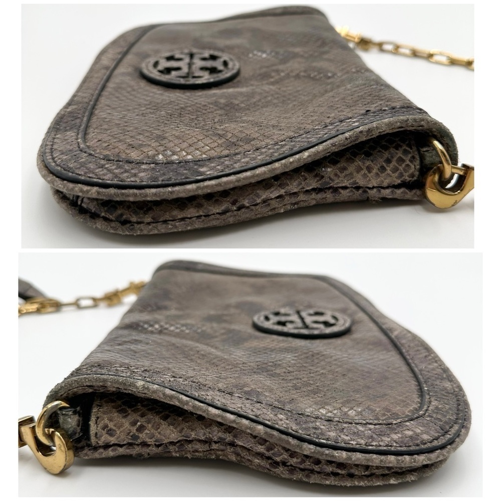 Tory Burch Amanda Snake Print Logo Clutch Crossbody - Picture 3 of 14